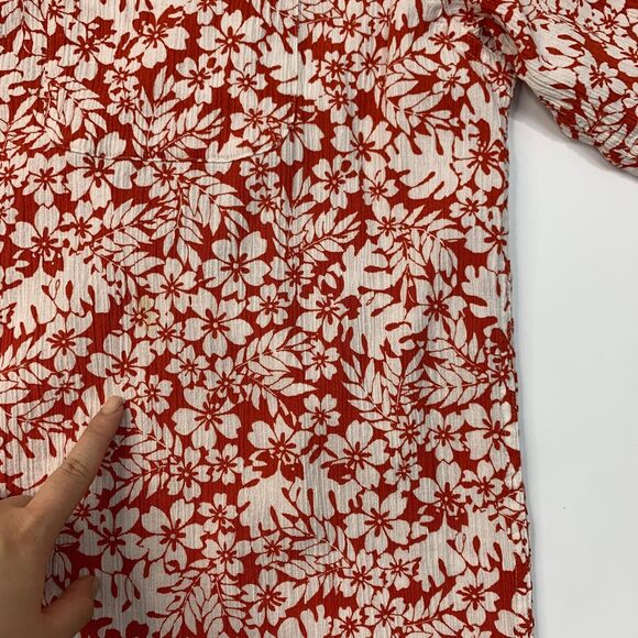 Vintage Chaps Ralph Lauren Shirt Mens L Large Red Floral Hawaiian Short Sleeve - Picture 3 of 10